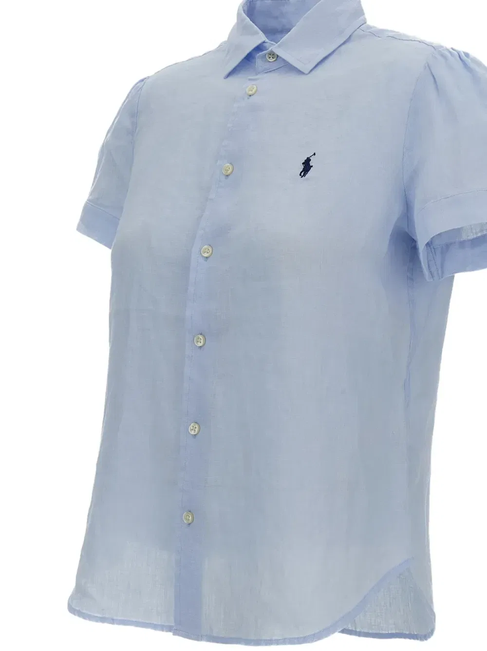 Рубашка с короткими рукавами и вышитым логотипом Polo Ralph Lauren, синий — фото 3