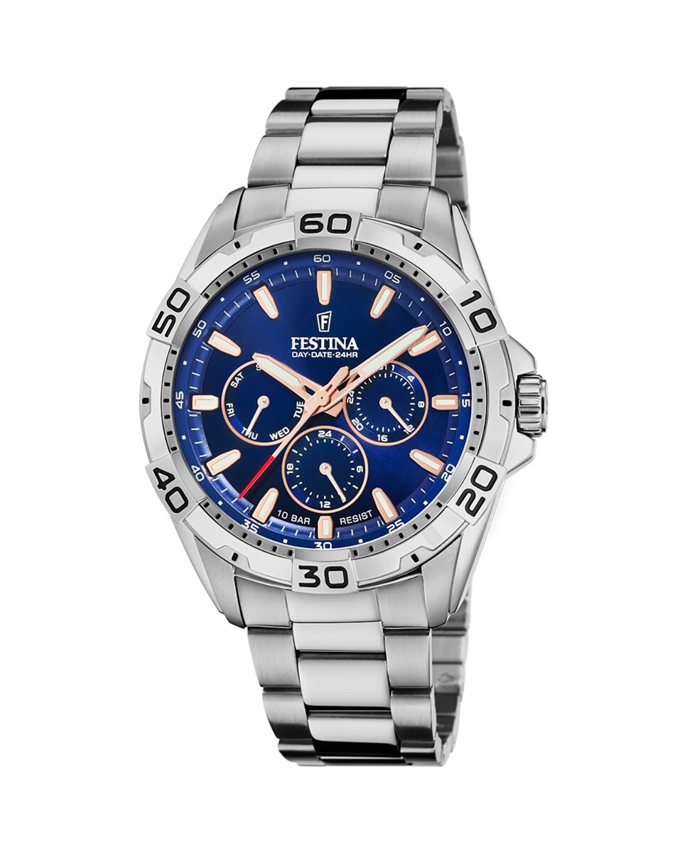 

Мужские часы F20623/2 Многофункциональные серебристая сталь Festina, серебро