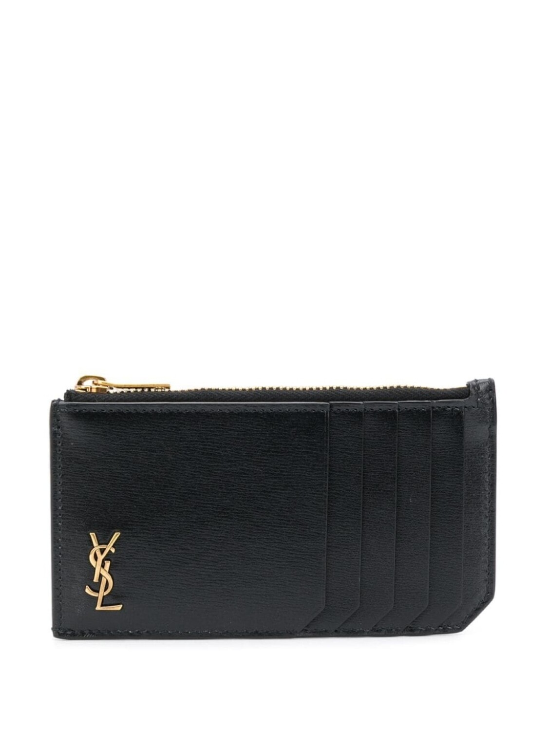 

Saint Laurent картхолдер на молнии с металлическим логотипом, черный