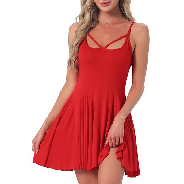 

Женская ночная сорочка-бэбидолл с рюшами и тонкими бретелями Inspire Chic, Red