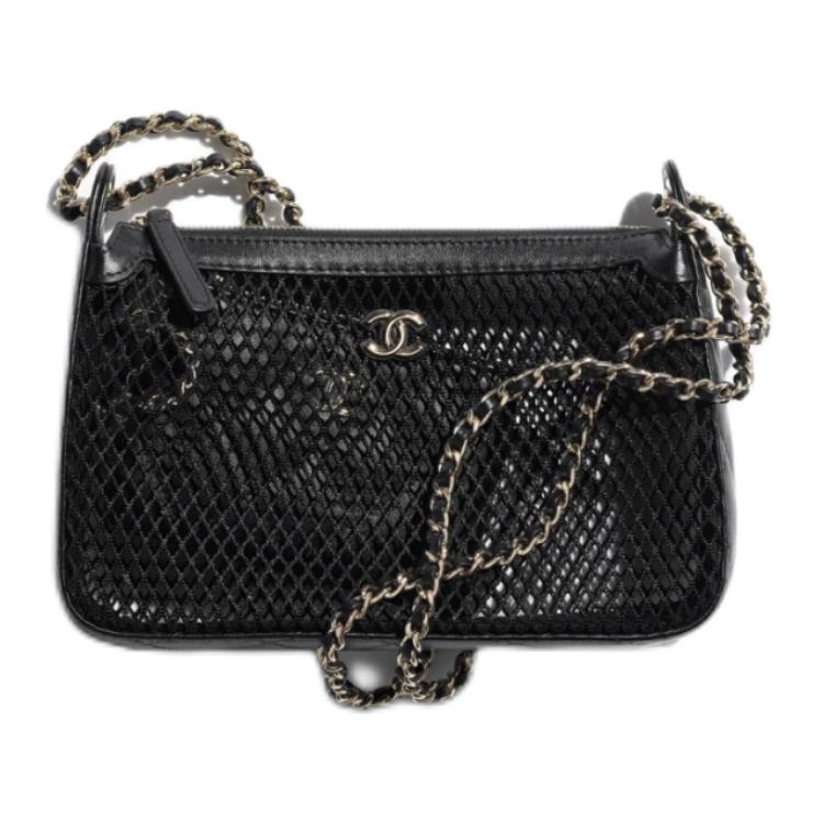 CHANEL Женская черная сумочка-клатч на плечо из газа — фото 2