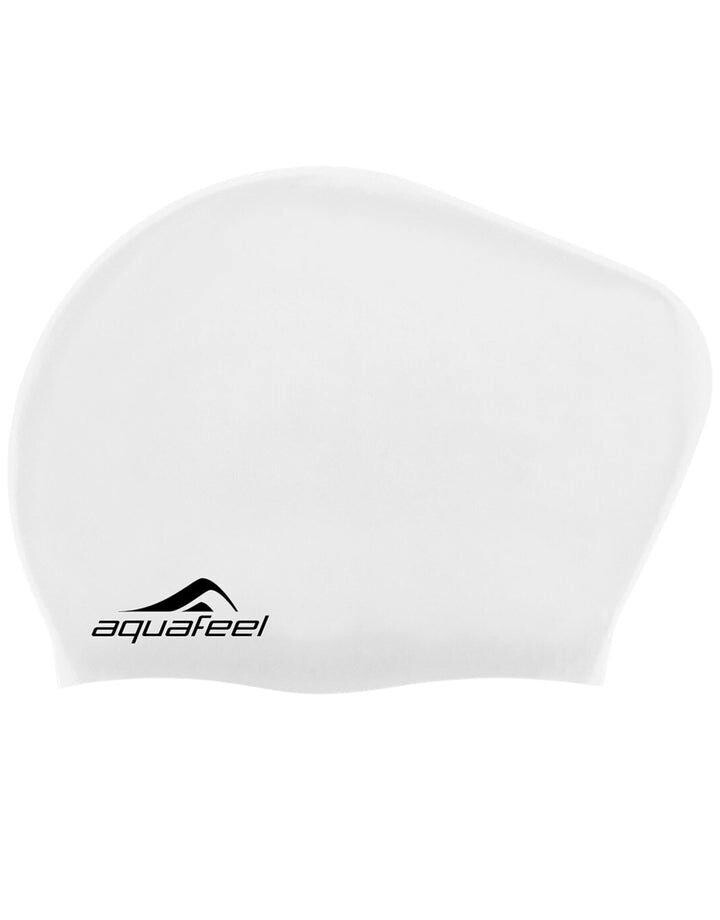 

Силиконовая шапочка для плавания с длинными волосами Aquafeel, белый