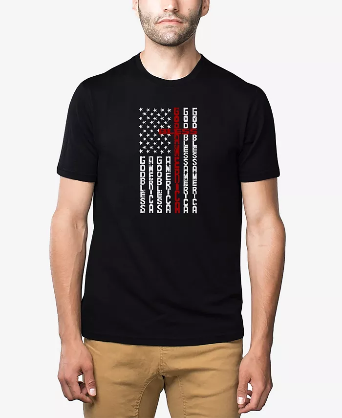 

Мужская футболка Premium Blend с принтом Cross Flag и Word Art LA Pop Art, черный