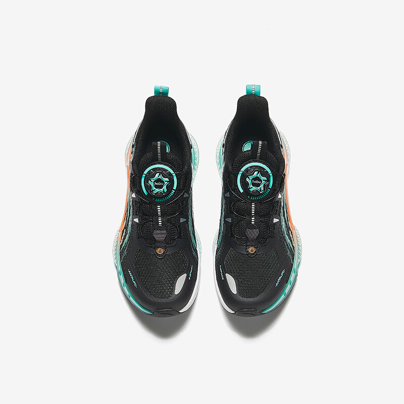 Детские кроссовки UFO 5.0 GS Low-top, черные/флуоресцентные, аква-зеленые Anta Kids, зеленый — фото 4