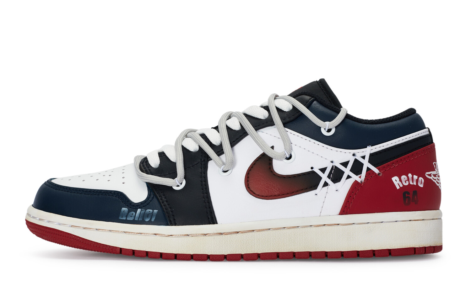 

Кроссовки Air Jordan 1 Vintage Basketball Shoes Women's Low-top Black/Blue/Red, черный/белый/синий/красный