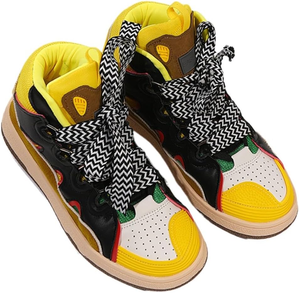 

Мужские высокие кроссовки Y2K из замши и сетки с разноцветными шнурками, удобные и дышащие для спорта и повседневной носки, модный дизайн с уникальными многоцветными деталями Zixcplaz