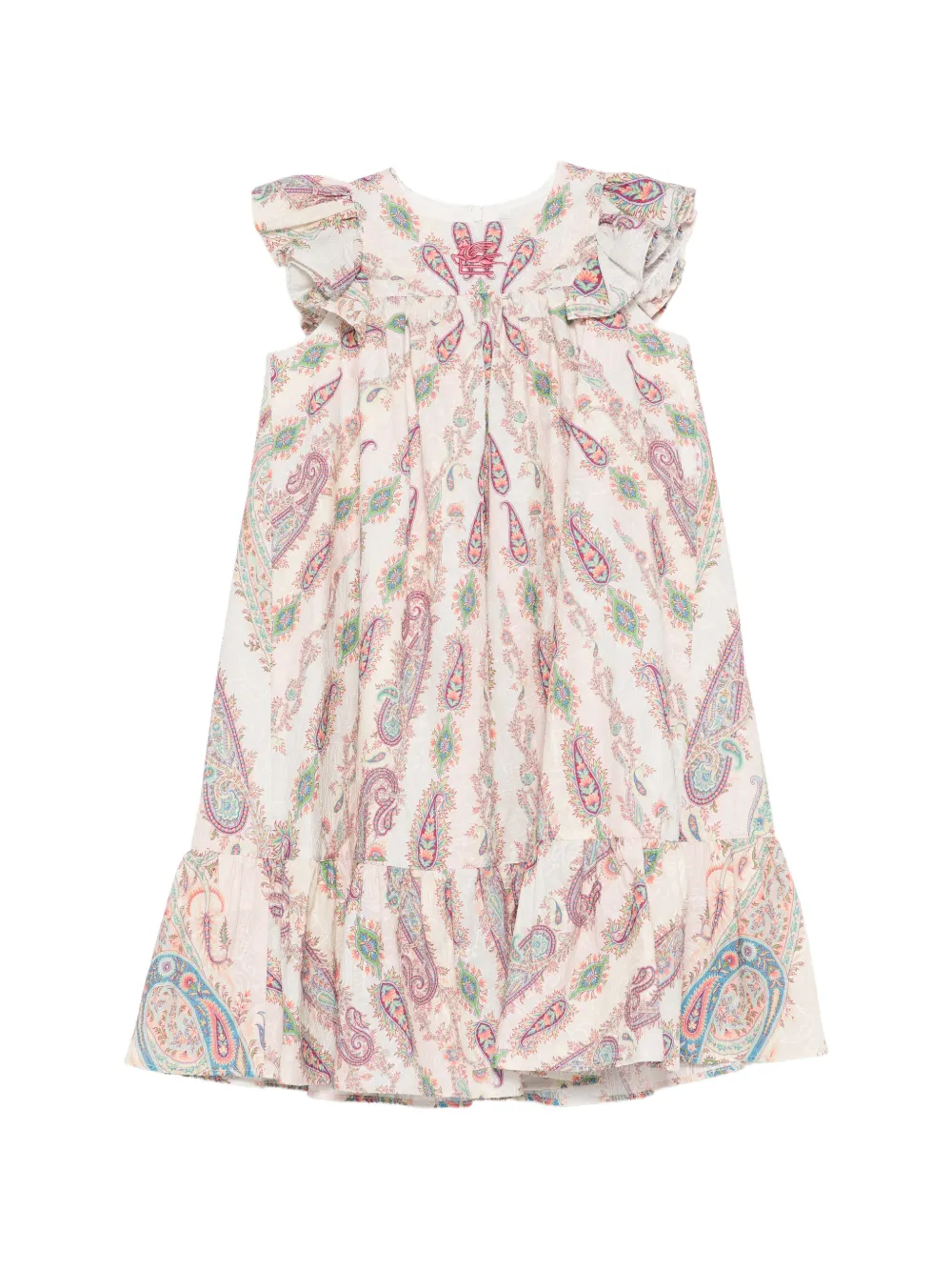 

Платье с оборками и узором «пейсли» ETRO KIDS, бежевый
