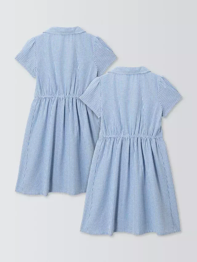 Летнее школьное платье в клетку для детей, комплект из 2 штук John Lewis, Blue — фото 2