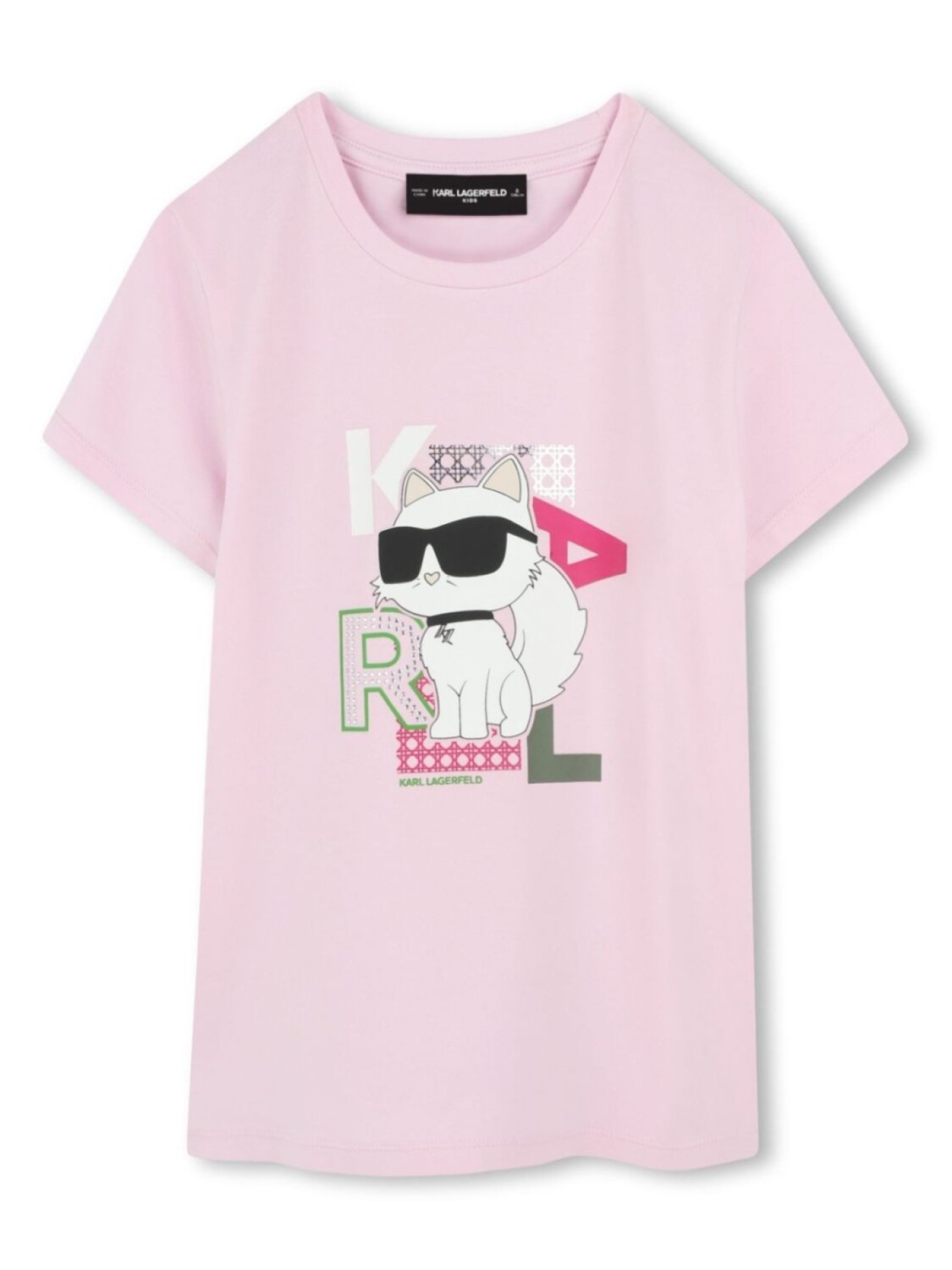 

Футболка с графичным принтом Karl Lagerfeld Kids, розовый