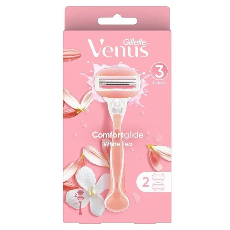 

Gillette Бритва Venus Comfortglide White Tea 1'S+Лезвия 2'S มีดโกน กำจัดขน, Pink