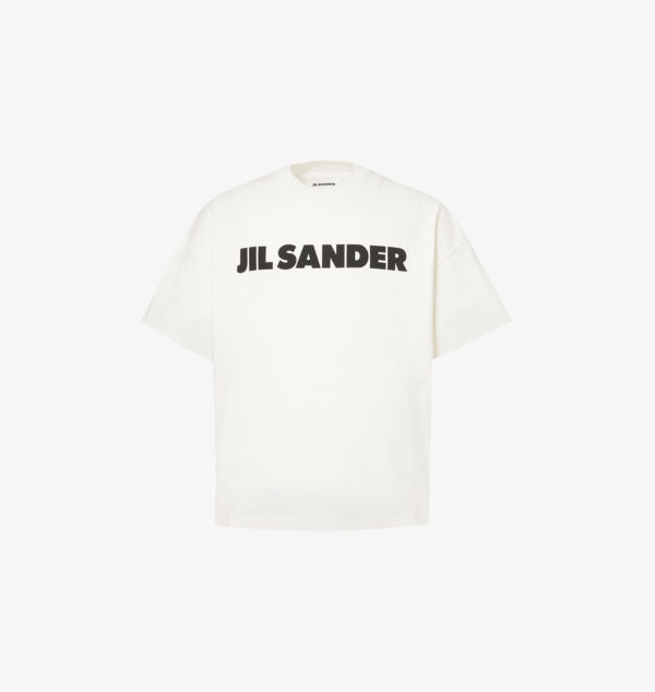 

Футболка из хлопкового джерси с круглым вырезом и фирменным принтом Jil Sander, цвет porcelain
