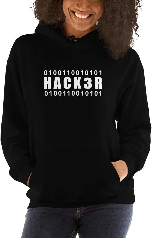 0100110010101 Hack3r - Толстовка с капюшоном (белый текст) — фото 2