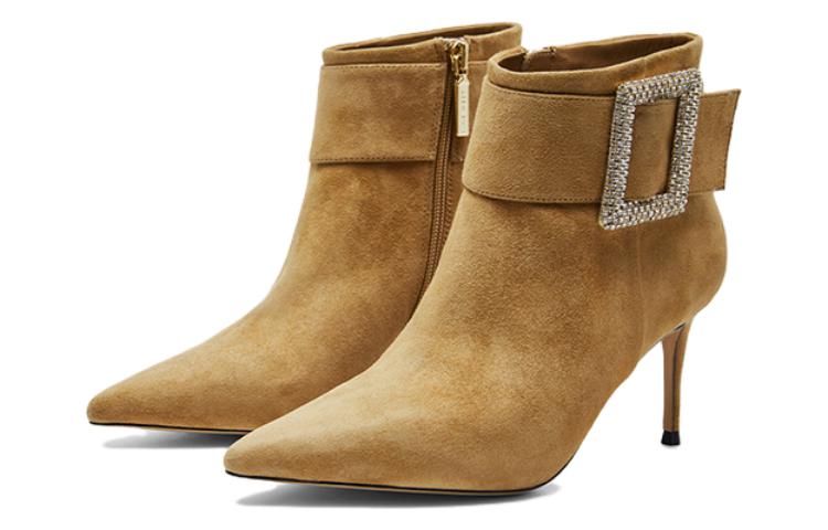 NINE WEST Женские ботинки на каблуке 7,5 см верблюжьего цвета, цвет Camel — фото 3