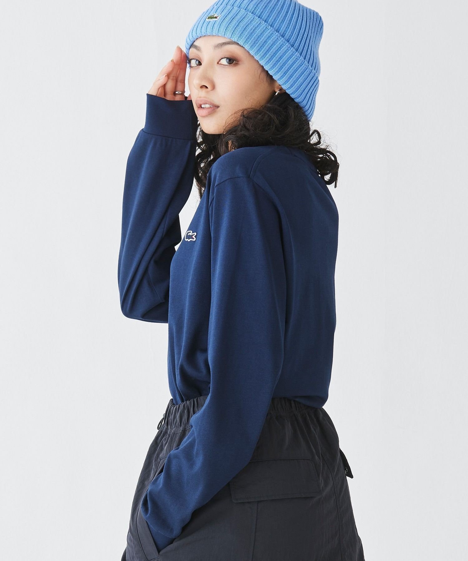 Базовая футболка с длинным рукавом / Футболка с длинным рукавом LACOSTE, Navy — фото 3