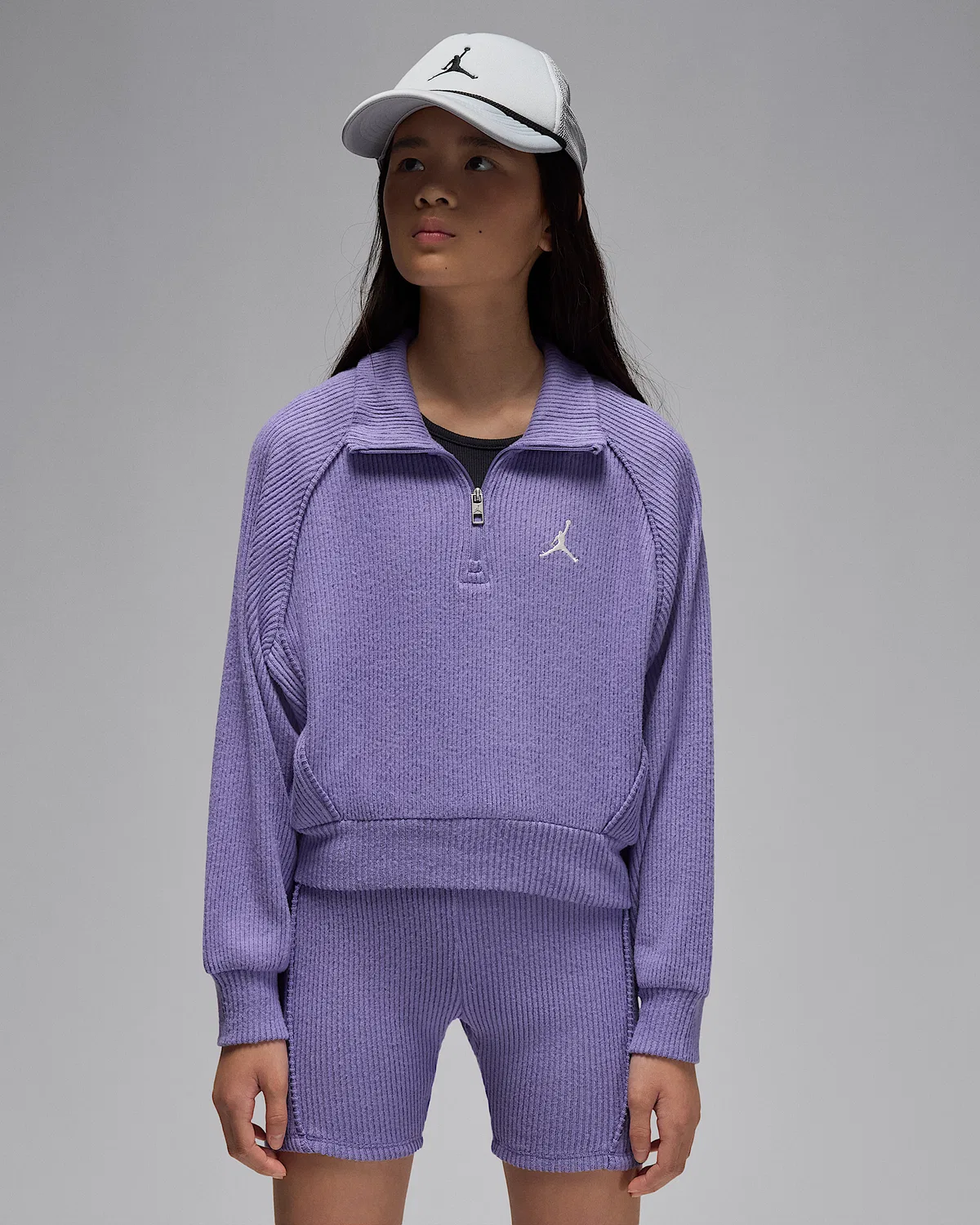 Детская флисовая кофта Jordan с четверть-застежкой, Dusty Amethyst