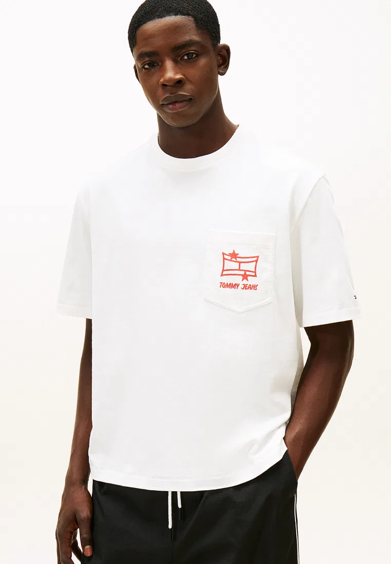 Футболка с принтом, короткий рукав, Tommy Jeans Tommy Hilfiger, экрю