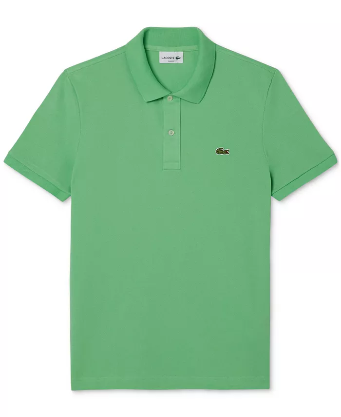 

Мужская приталенная рубашка-поло с коротким рукавом в рубчик Lacoste, зеленый