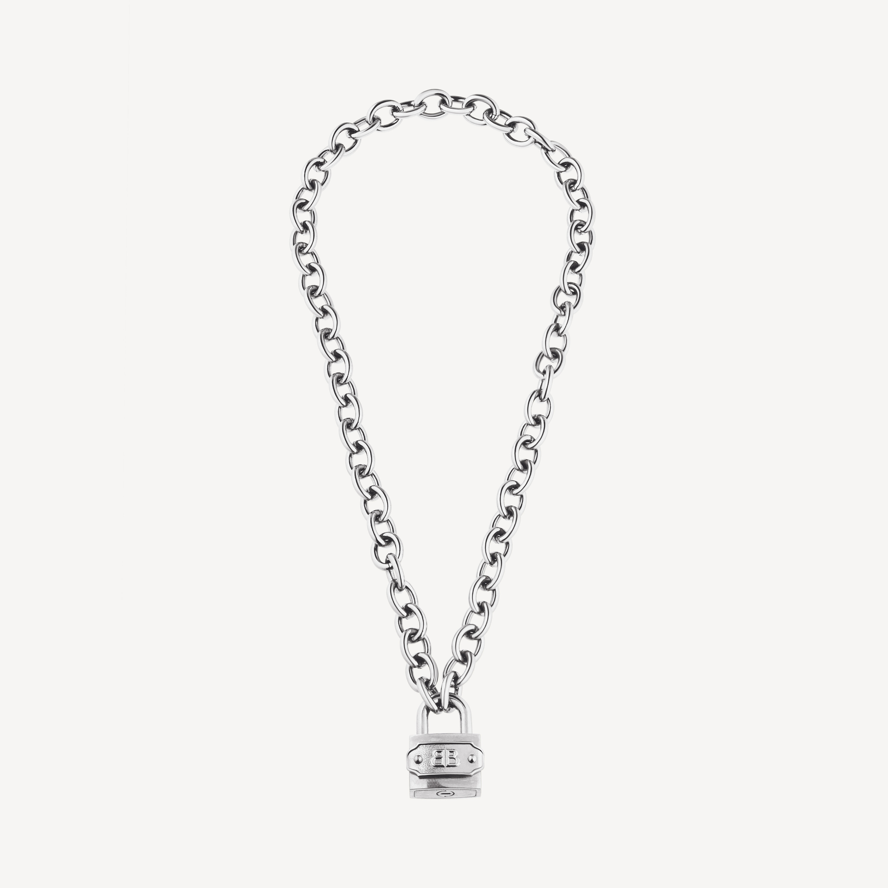 

Ожерелье с замком bb в серебряном/антикварном серебряном цвете BALENCIAGA, серебристый/состаренное серебро