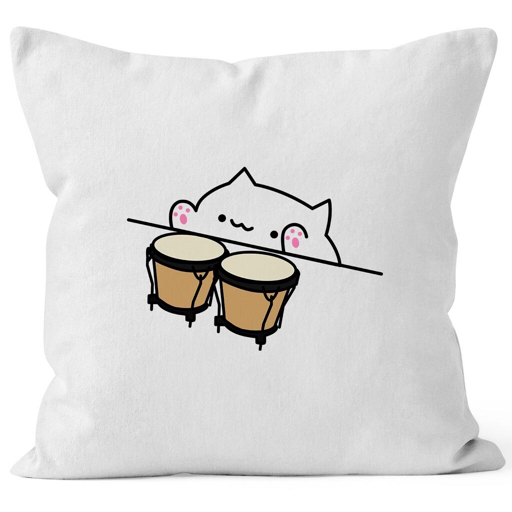 

Чехол на подушку Bongo Cat Чехол на подушку Meme декоративная подушка MoonWorks белый, униразмер