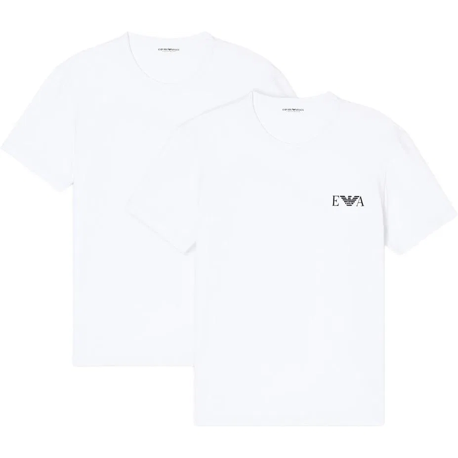 Комплект из 2 облегающих футболок для отдыха из стрейч-джерси EMPORIO ARMANI, White