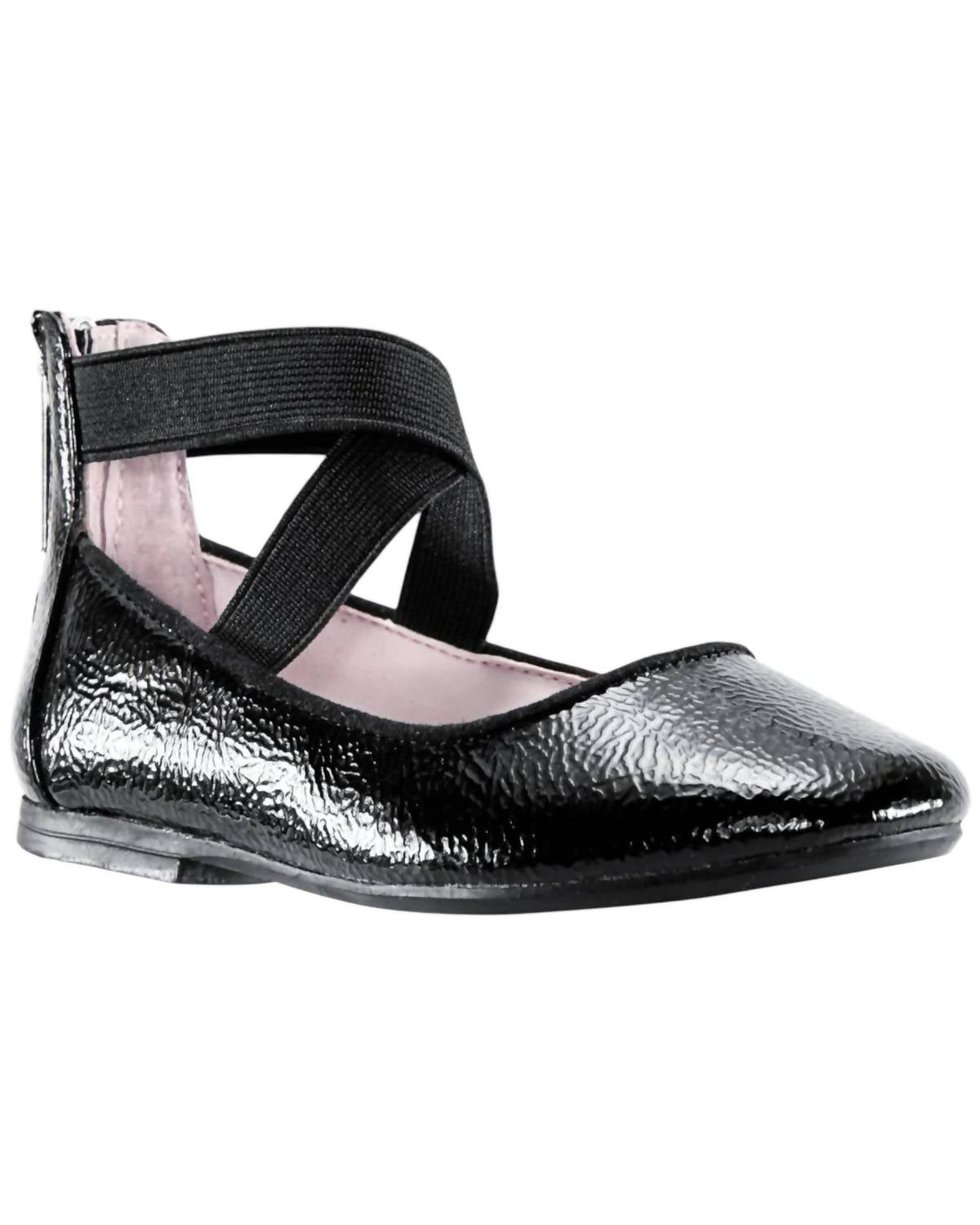 

Туфли Marissa Flats для девочек, черные, с мятой отделкой Nina