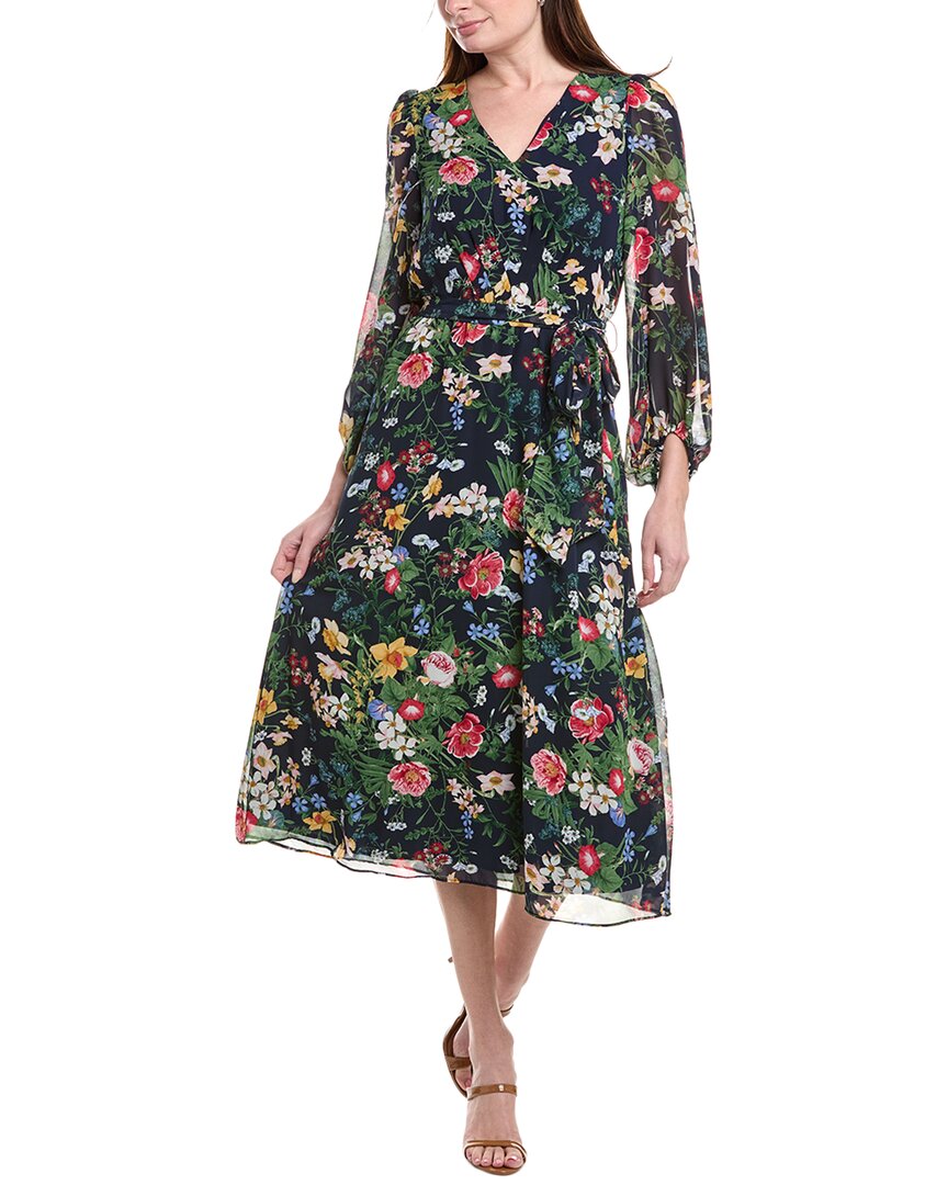 

Anne Klein Платье миди с V-образным вырезом и принтом, синий