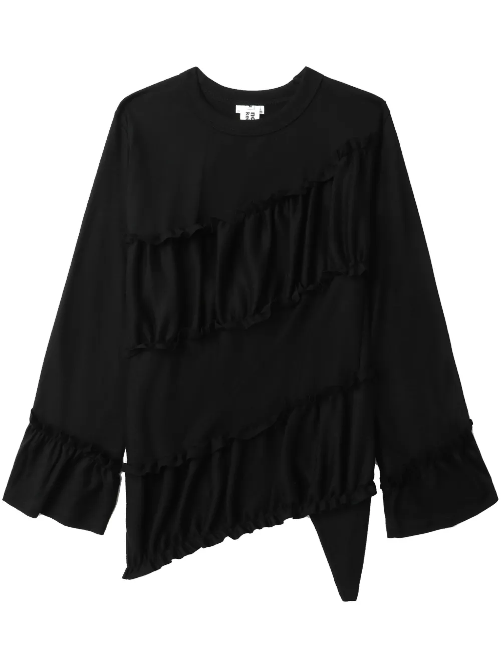 

Шерстяная толстовка асимметричного кроя с оборками Noir Kei Ninomiya, черный