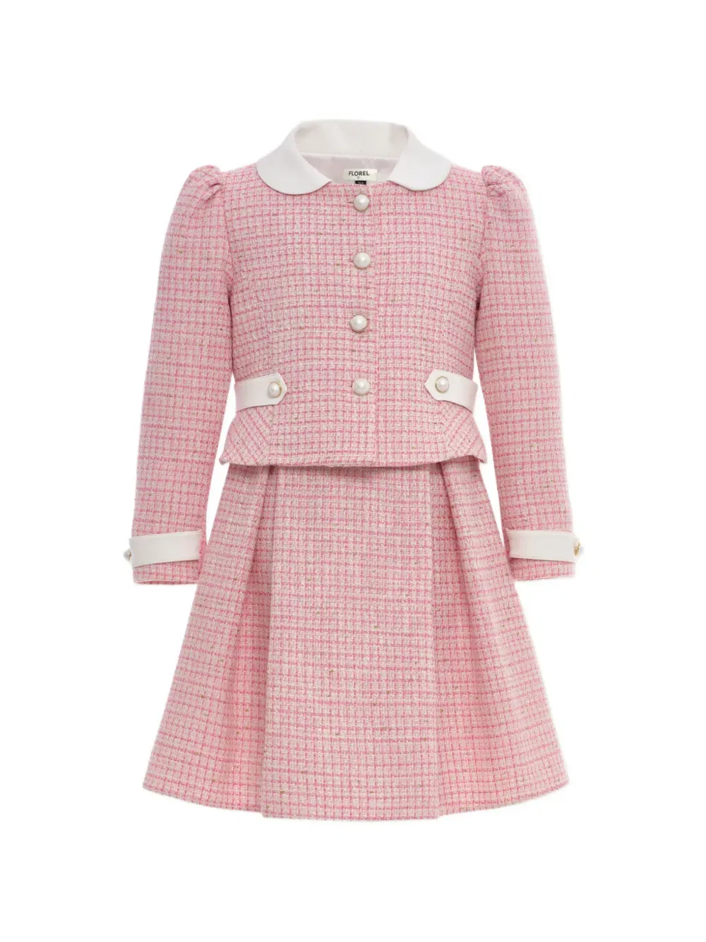 Комплект из твидового платья без рукавов и юбки Dress & Fleur, розовый