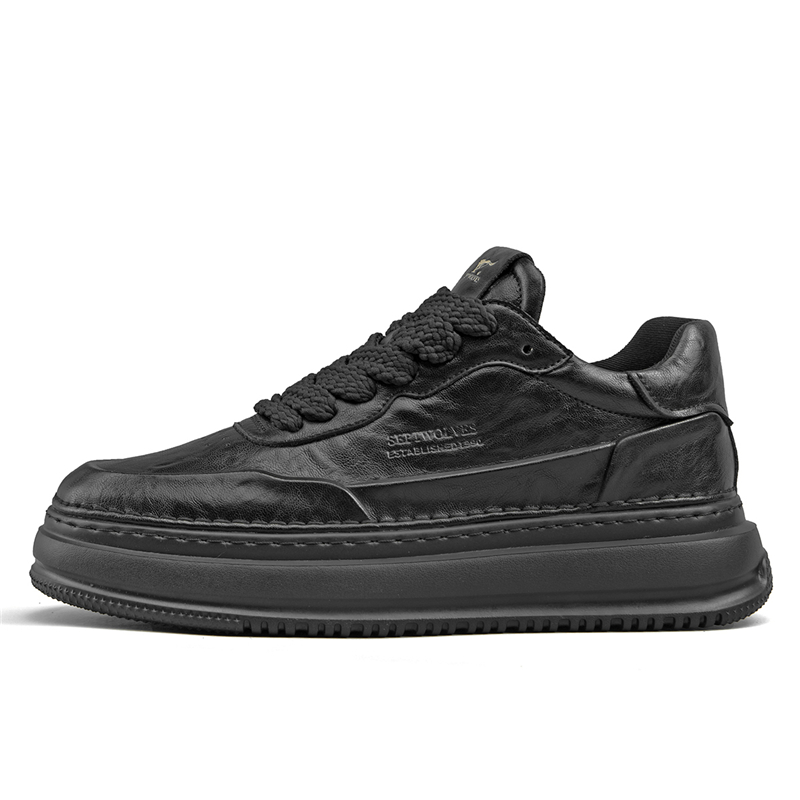 

SEPTWOLVES Низкие скейтерские кросcовки мужские черные, цвет Black (Standard Leather Shoe Size)
