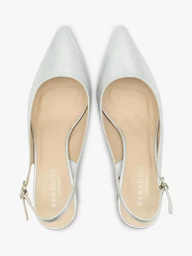 Туфли-лодочки Paradox London Imelda Shimmer Block Heel Sling Back, серебряный — фото 4