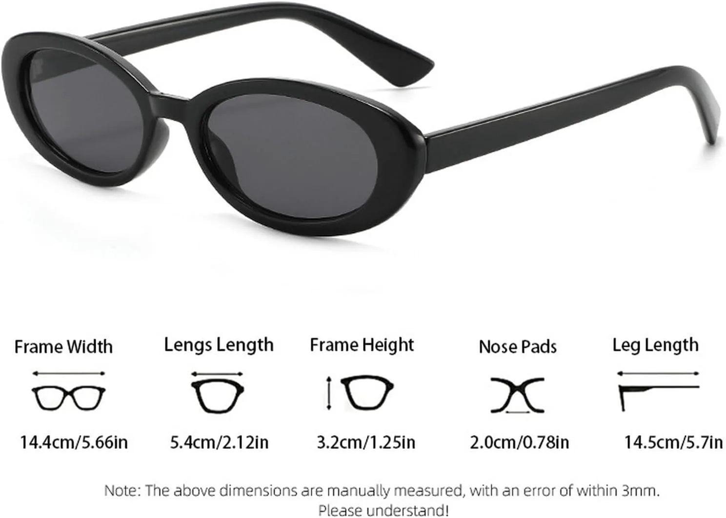 

Ретро-солнцезащитные очки овальной формы для женщин, маленькие солнцезащитные очки с защитой UV400, модные солнцезащитные очки для активного отдыха mincl, Black