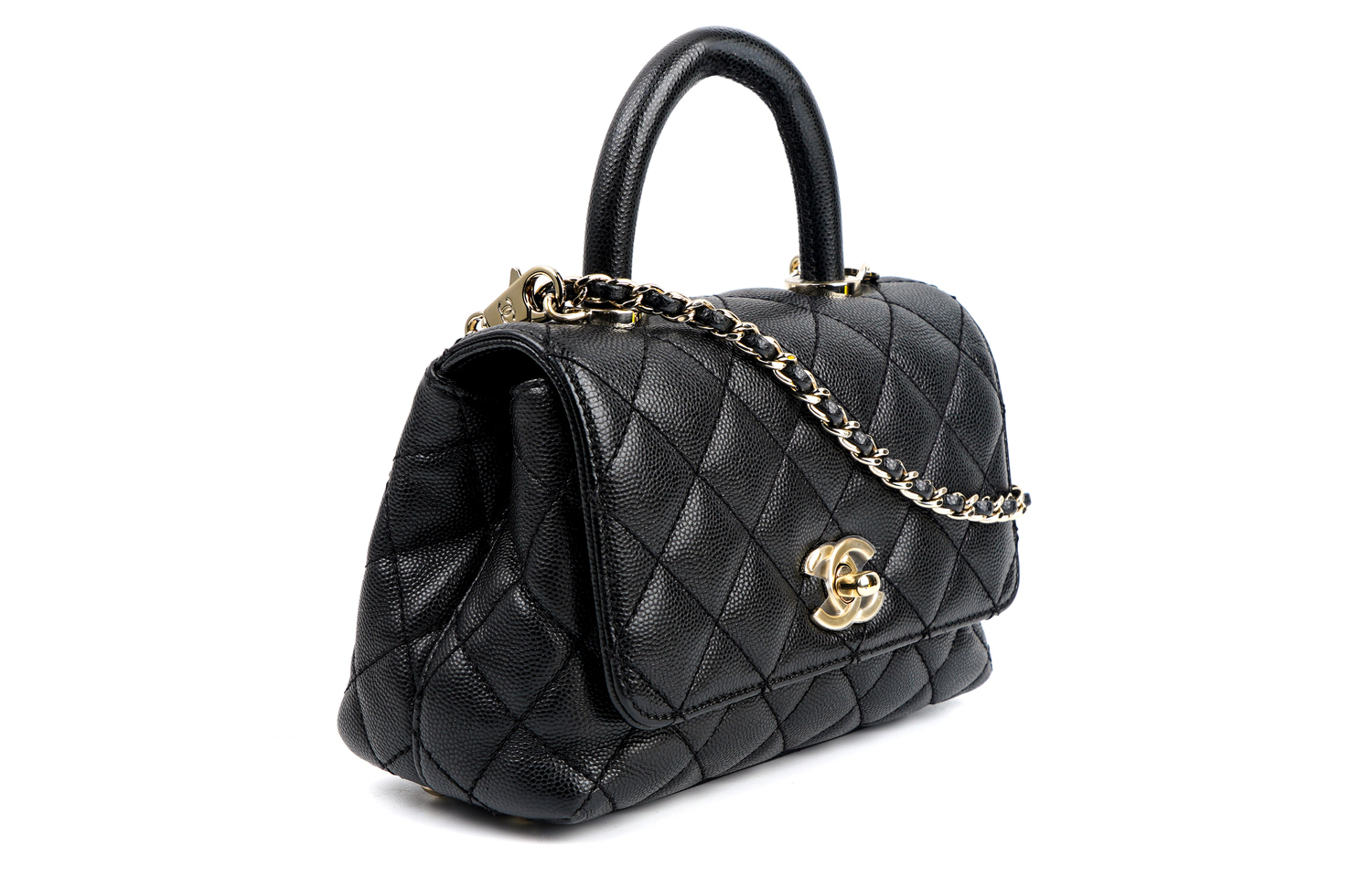 CHANEL Сумка через плечо мини women's black, Coco Handle, Gold Metal, Grain Calfskin — фото 4