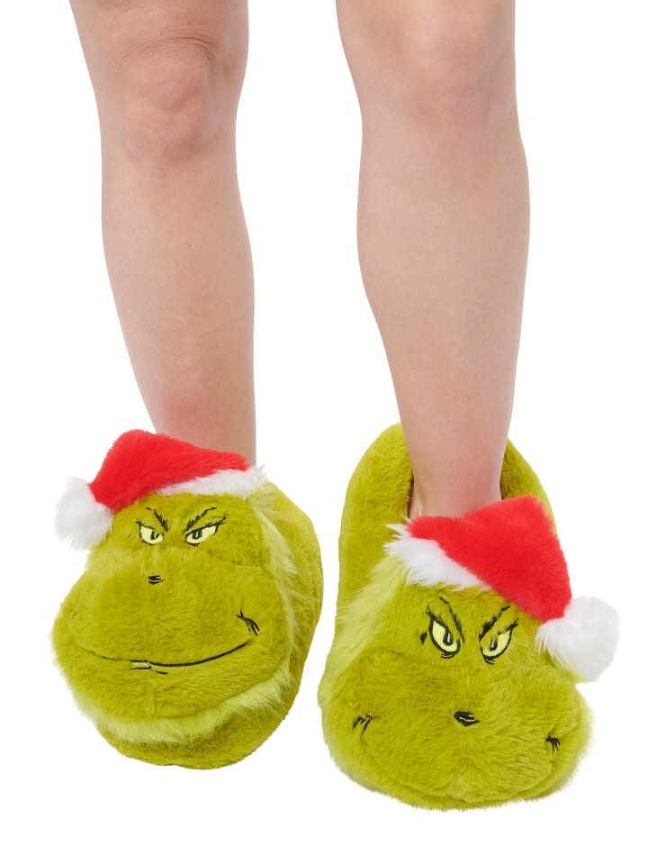 Тапочки United Labels The Grinch 3D Plüsch Pantoffeln Puschen Schlappen, зеленый — фото 2