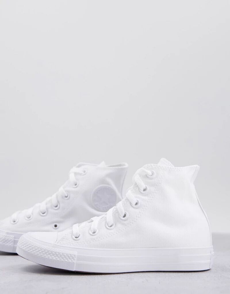 Белые однотонные кроссовки Converse Chuck Taylor All Star Hi до щиколотки