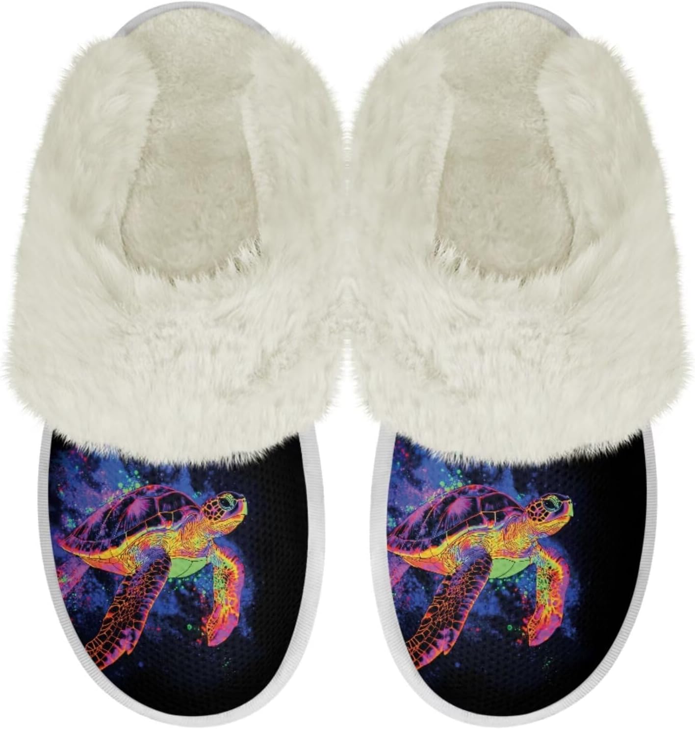 

Женские и мужские тапочки с мехом, легкие домашние тапочки с противоскользящей подошвой, повседневная обувь для дома Chririnla, Colorful Turtle