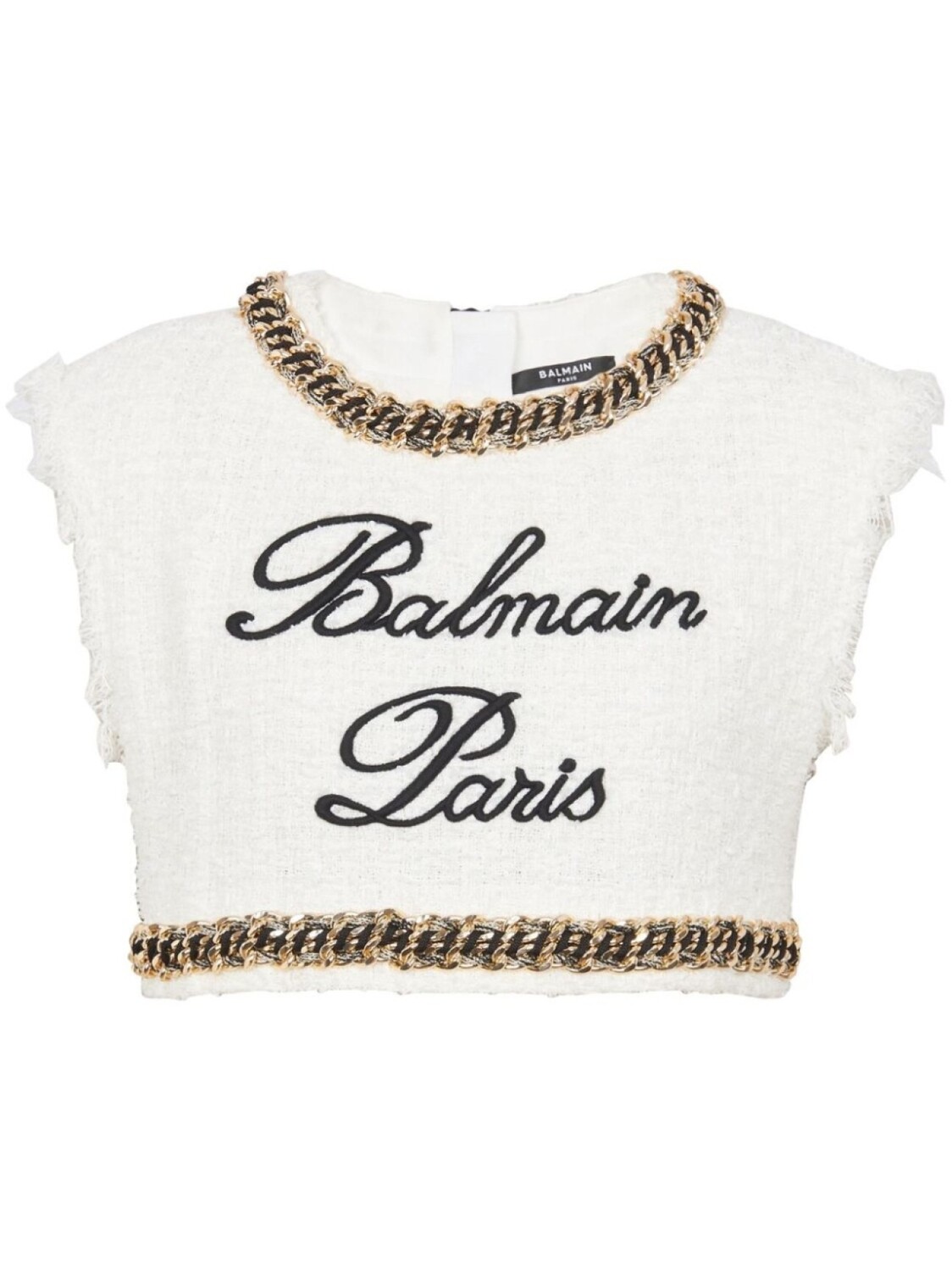 

Balmain укороченный топ с вышивкой Signature, белый