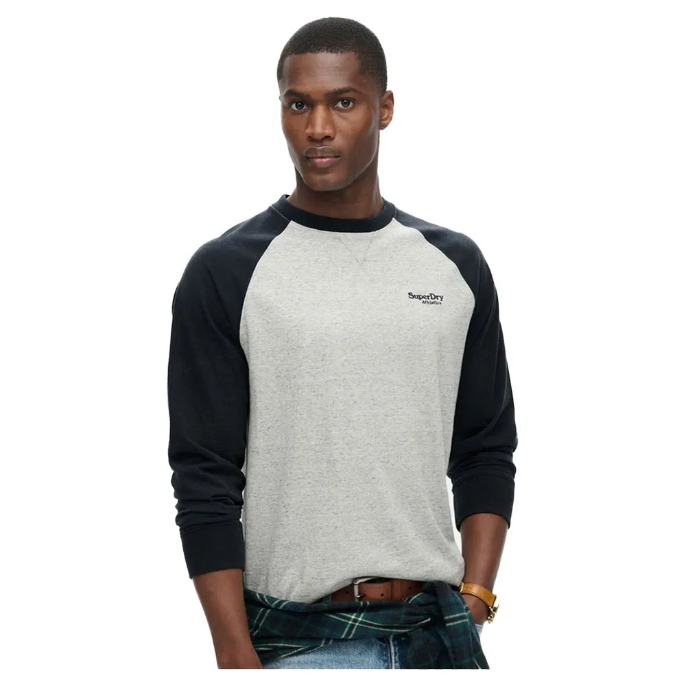 

Футболка Superdry Essential Logo Baseball 3/4 sleeve, серый
