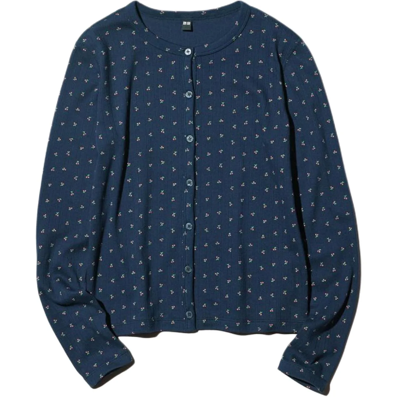 UNIQLO Кардиган женский вязаный с круглым вырезом, темно-синий