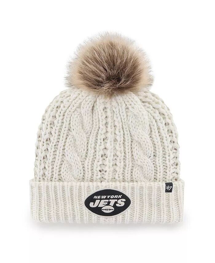 

Женская кремовая вязаная шапка с манжетами New York Jets Meeko '47 Brand, слоновая кость/кремовый