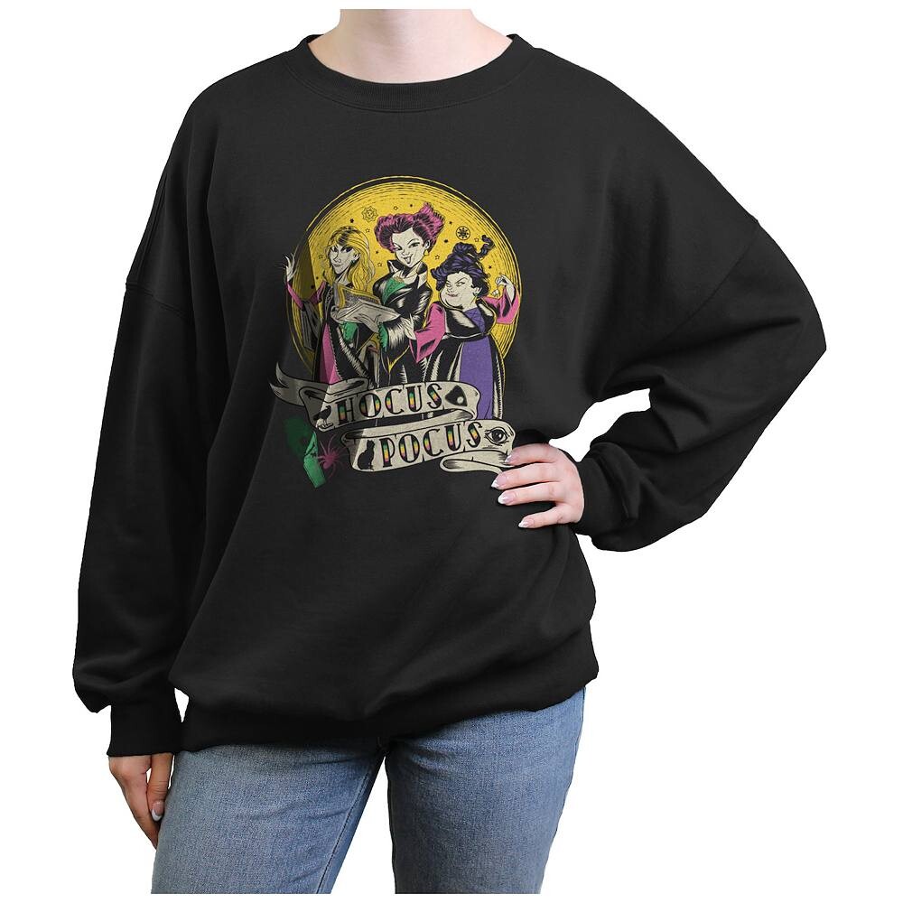 

Большой пуловер с графическим рисунком для подростков Disney's Hocus Pocus Sanderson Sisters Moonlight Retro, черный