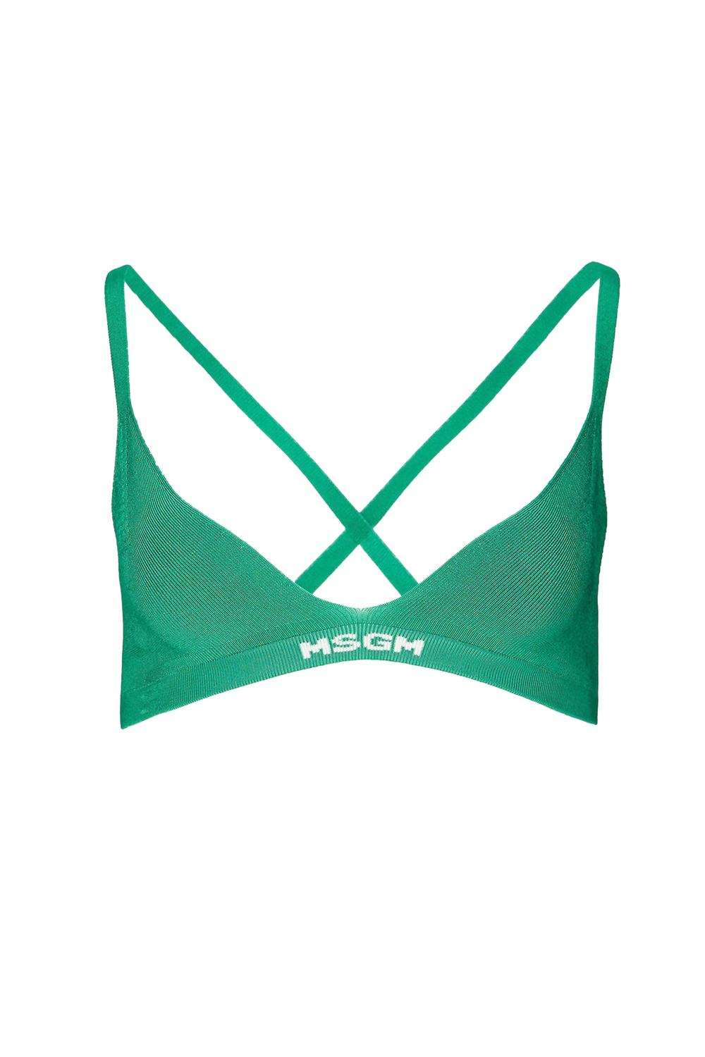 

Рельефный бюстгальтер с логотипом на подоле в зеленом цвете MSGM