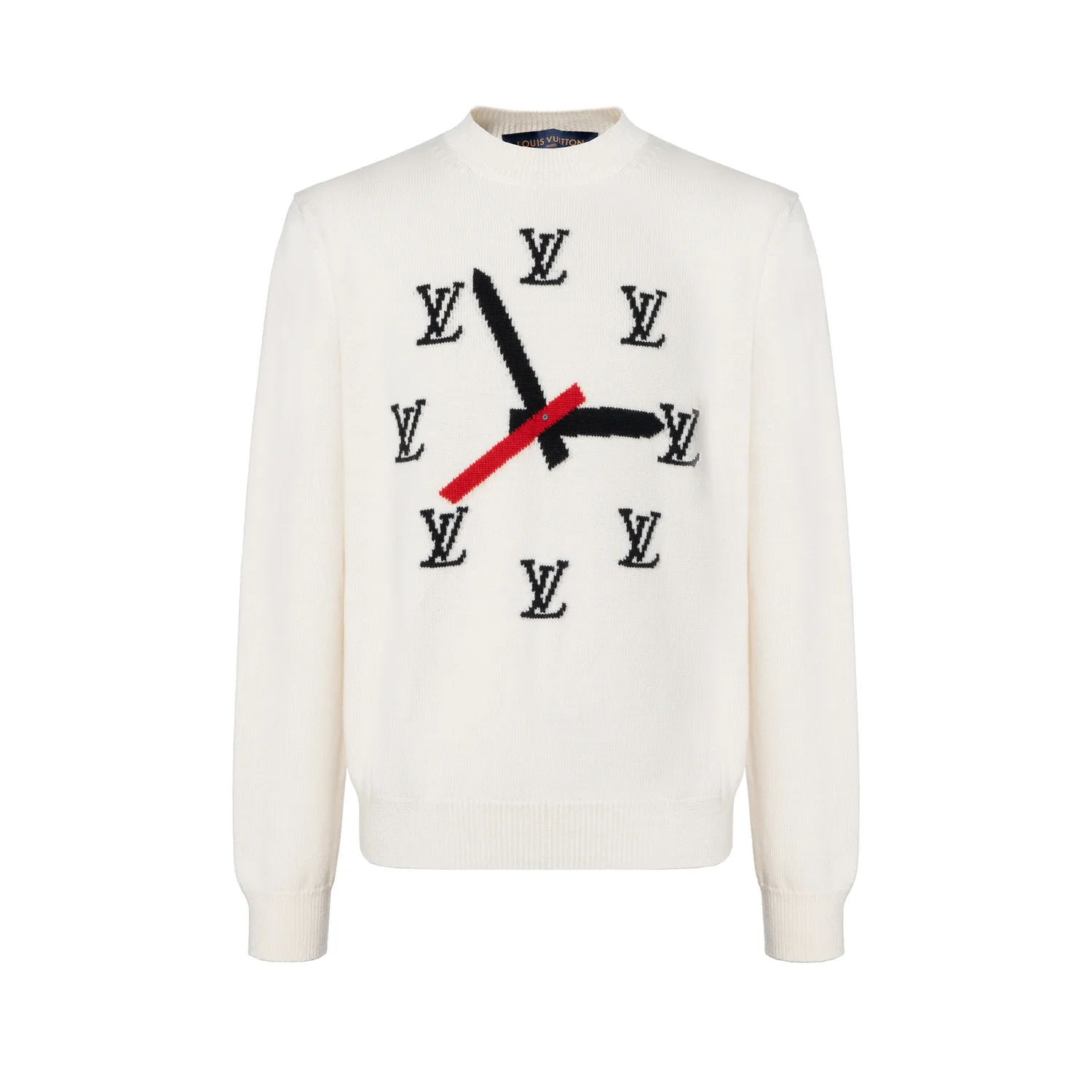 Свитер с интарсией в виде часов LOUIS VUITTON, экрю