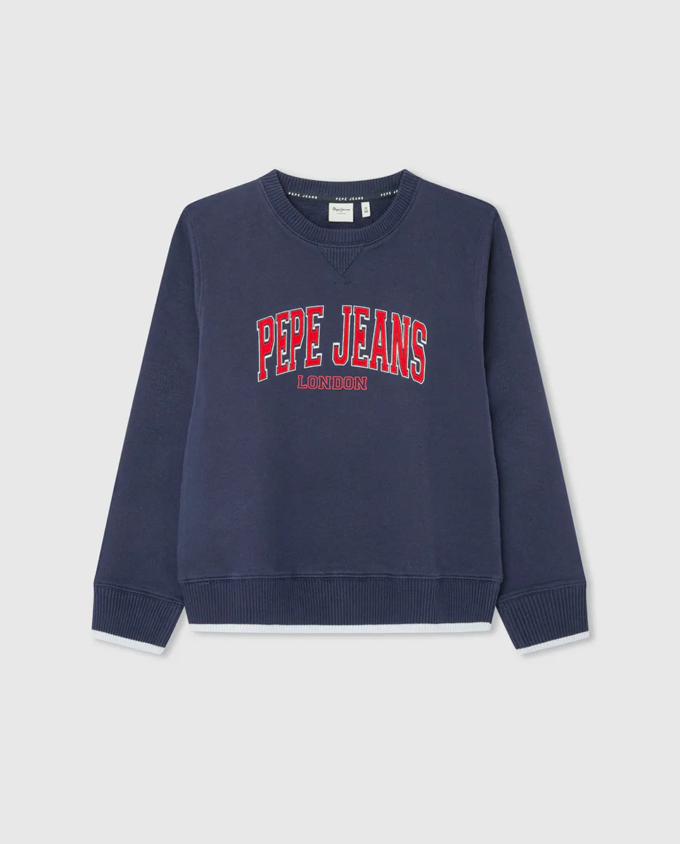 

Толстовка Varsity с логотипом на груди для мальчиков Pepe Jeans, темно-синий