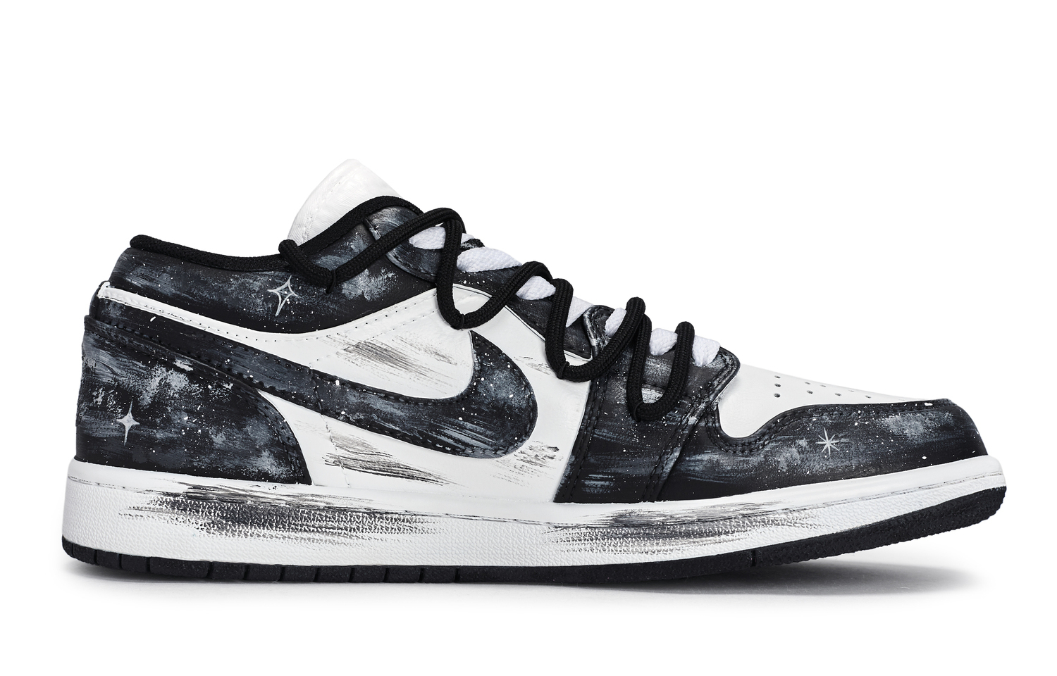 Air 1 811 Manufacturing, Silver Starry Stream низкие кожаные баскетбольные кроссовки Unisex черный белый серый Jordan, черный белый серый — фото 3