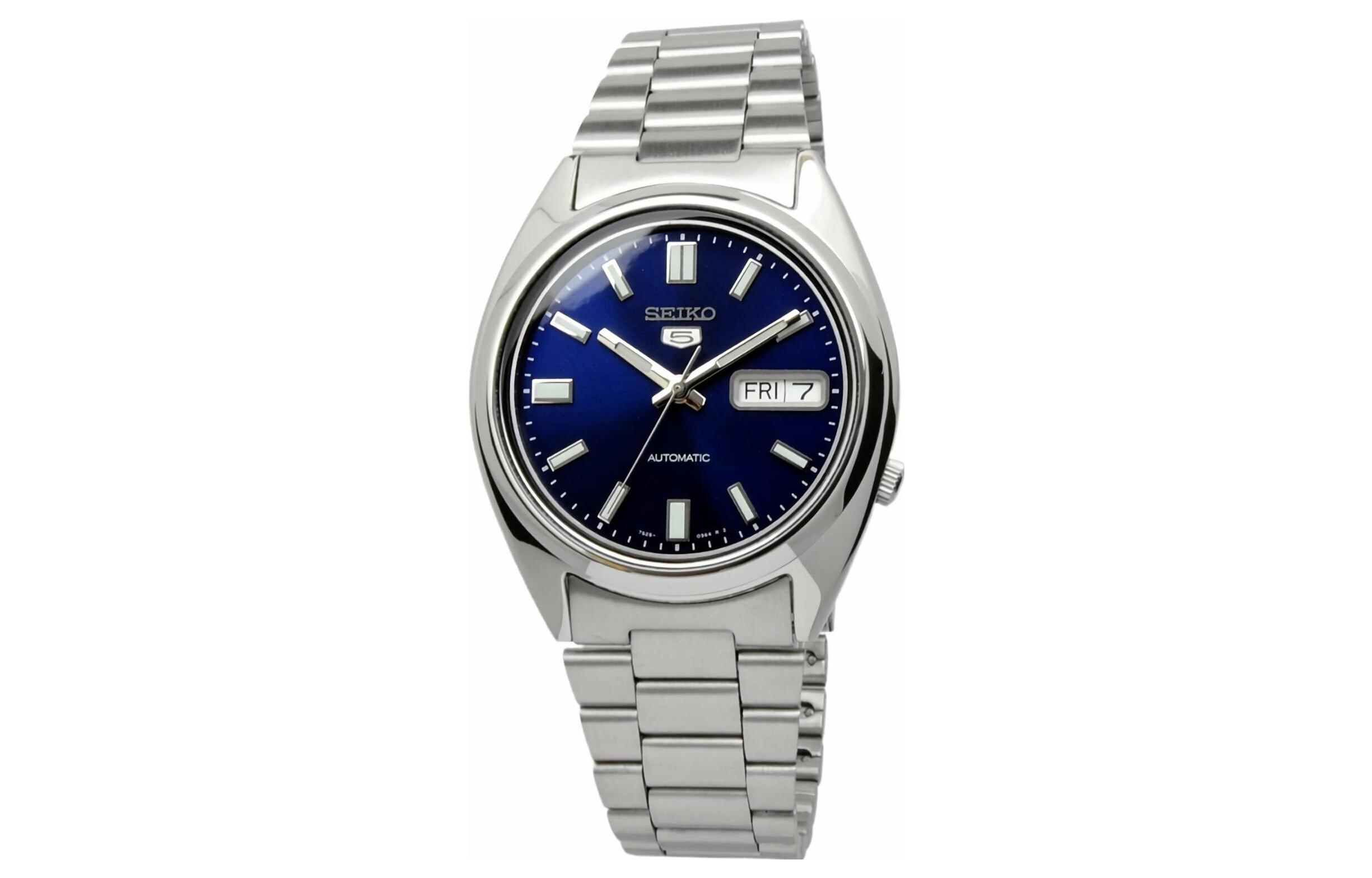 

SEIKO Часы Series 5 Automatic Mechanical Movement Stainless Steel Strap Watch Men's Watch Blue Dial, Blue Dial