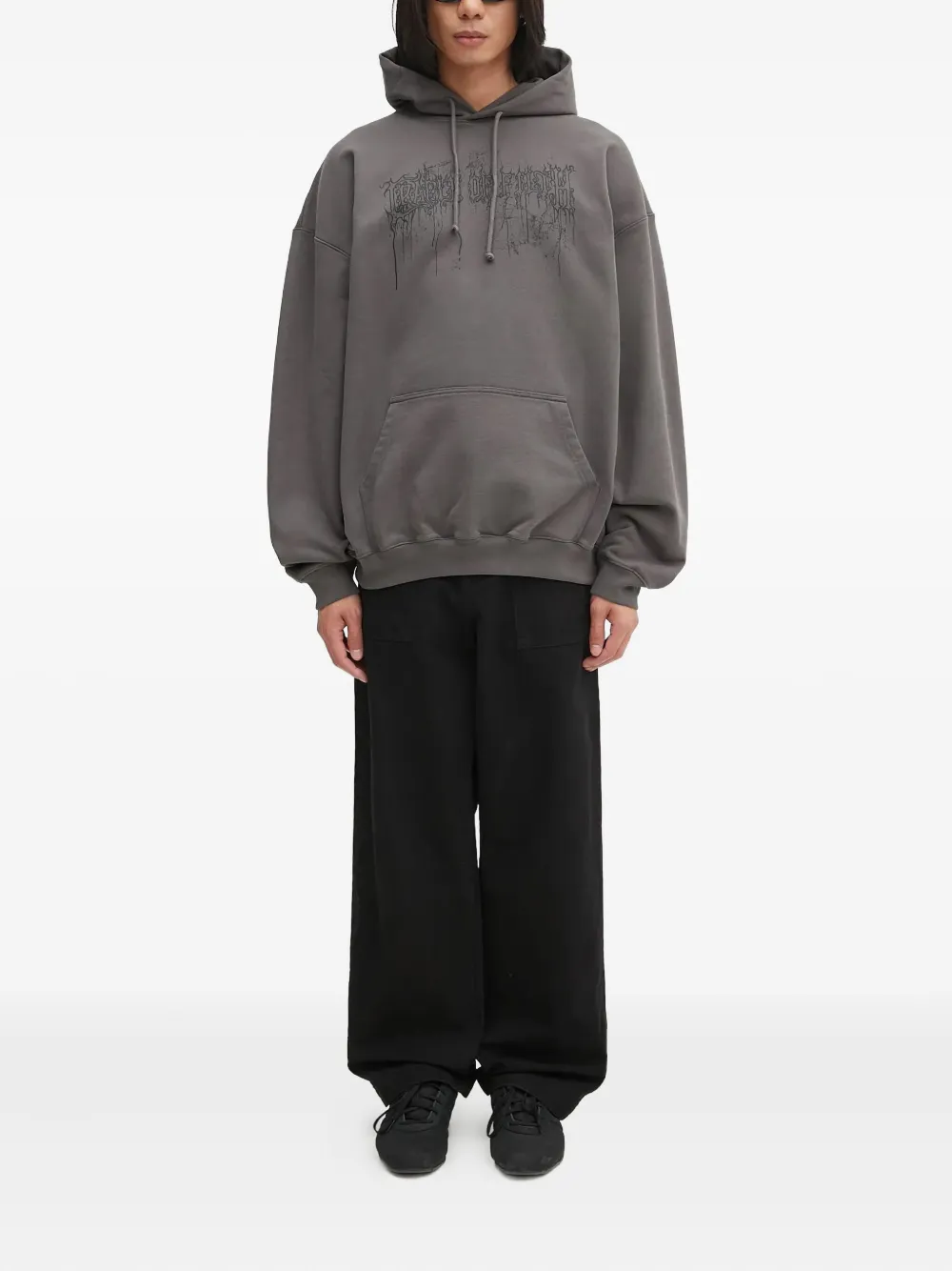 Худи с графическим принтом и длинными рукавами Vetements, серый — фото 2