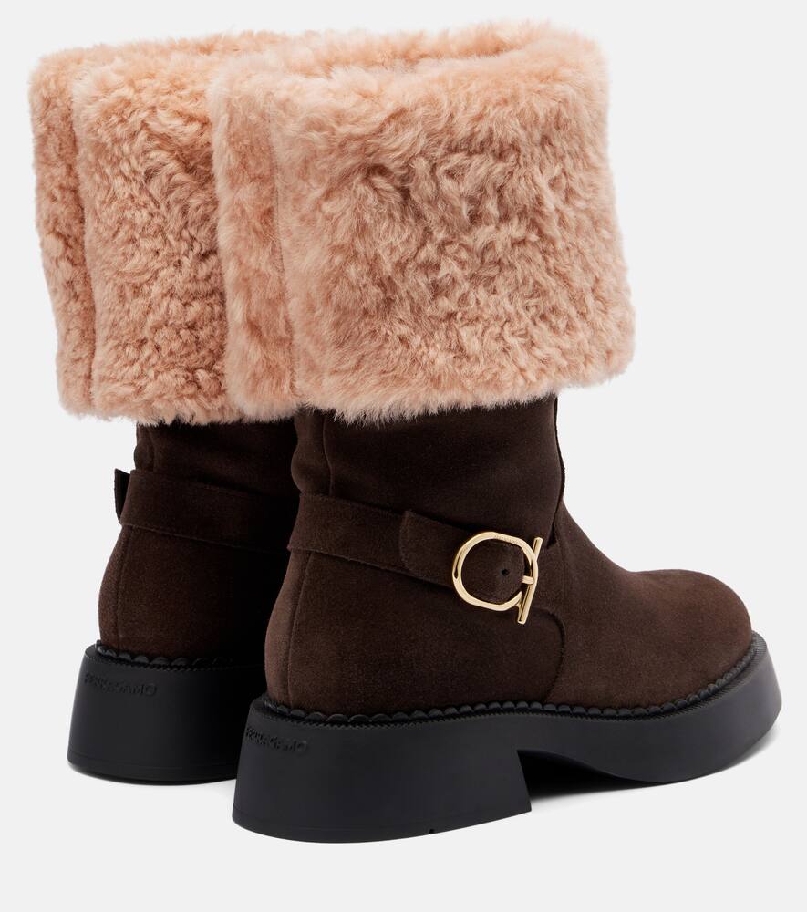 Ботинки Zaki до колена из замши с подкладкой из овчины Ferragamo, Testa di Moro — фото 2