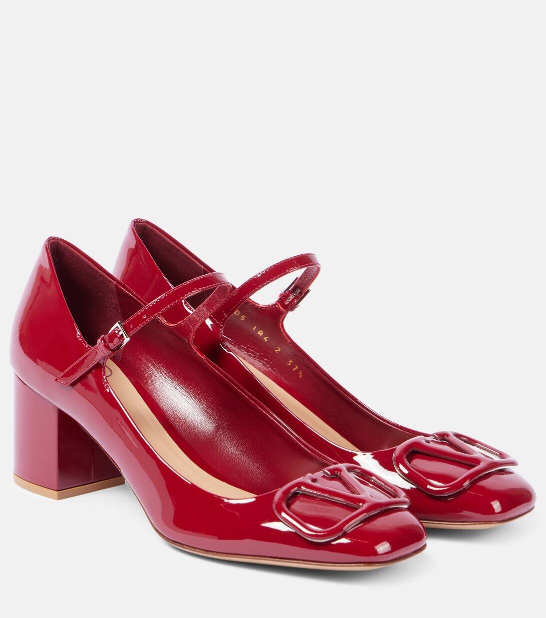 Кожаные туфли Mary Jane с логотипом VLogo Valentino Garavani, цвет deep scarlet
