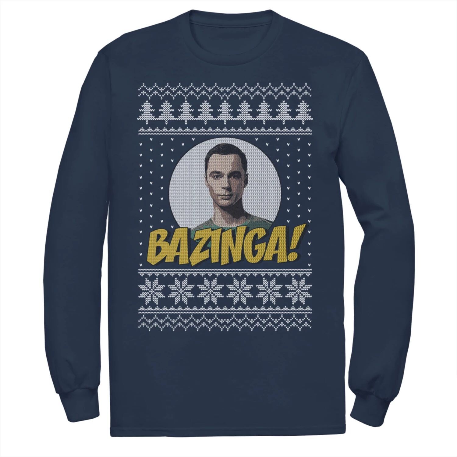 

Мужская футболка Bazinga с праздничным узором «Теория большого взрыва» Licensed Character
