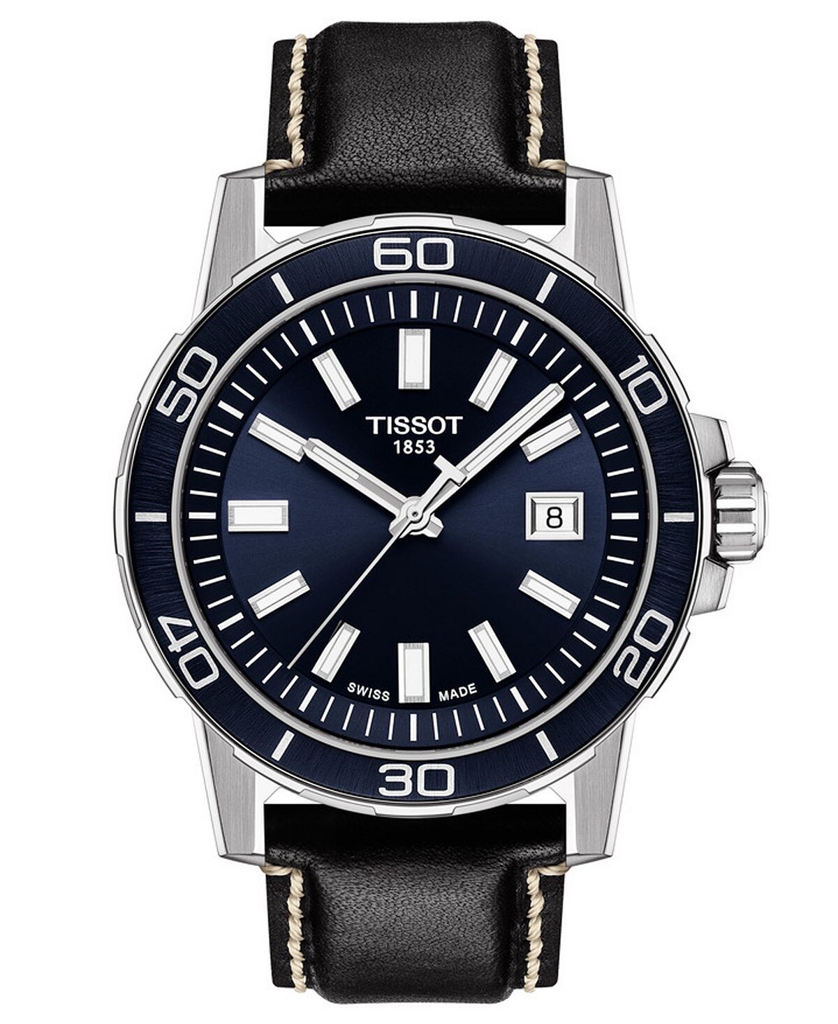 

Мужские часы Swiss Supersport с черным кожаным ремешком, 44 мм Tissot